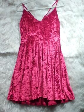 R.Vioimos. Red Velvet Mini Dress with Spaghetti Straps. #A0022